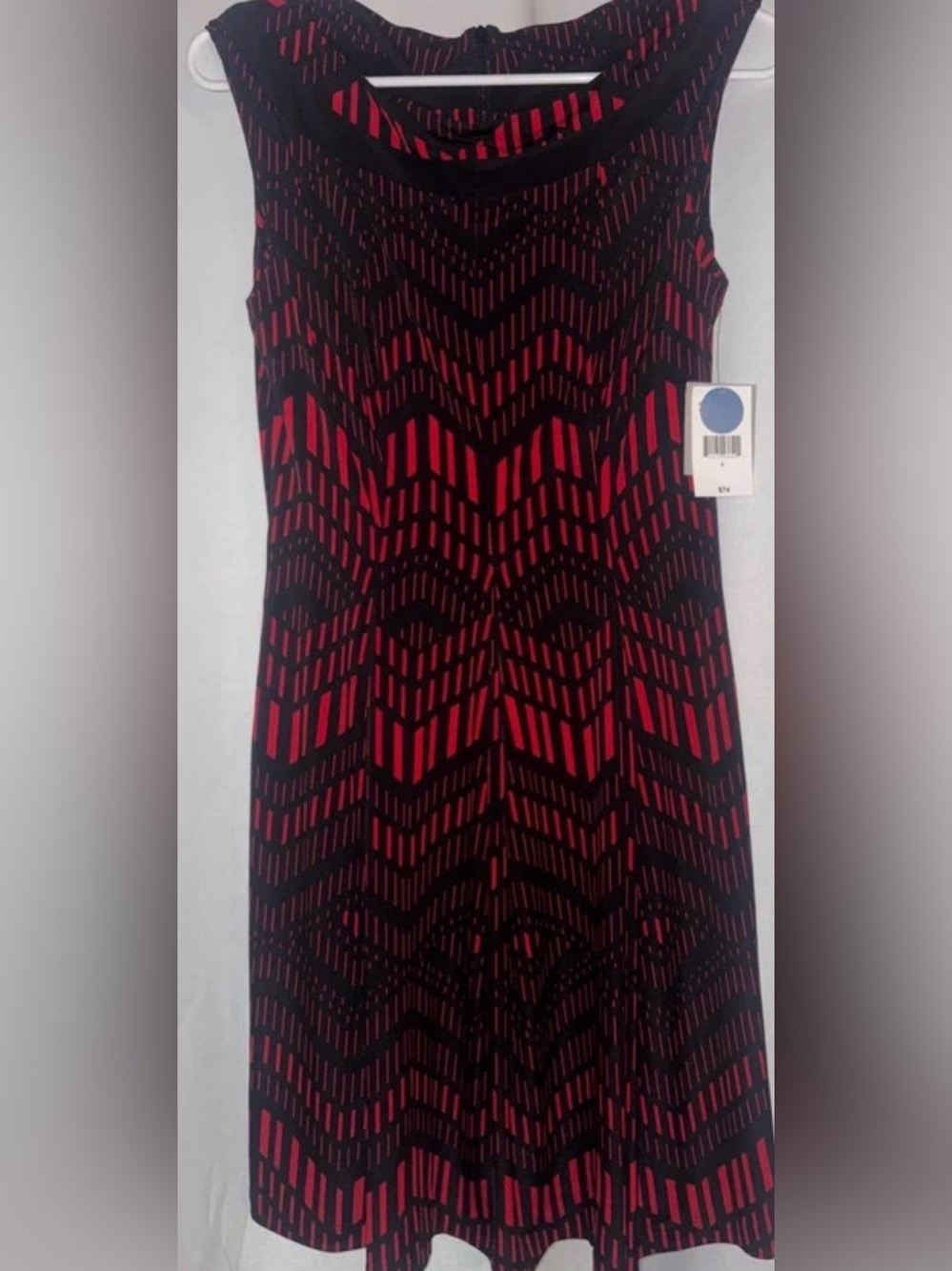 Danny and Nicole Geometric Mini Dress in Black & Red Size 4 NWT